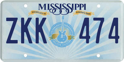 MS license plate ZKK474