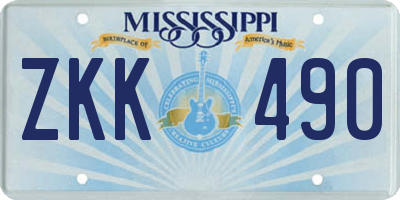 MS license plate ZKK490