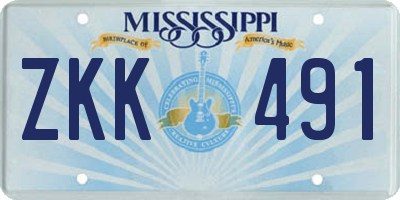 MS license plate ZKK491