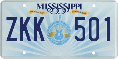 MS license plate ZKK501