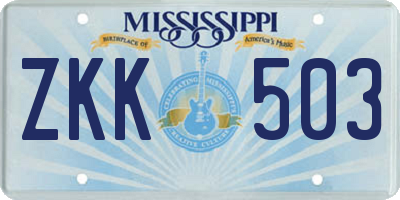 MS license plate ZKK503