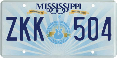 MS license plate ZKK504