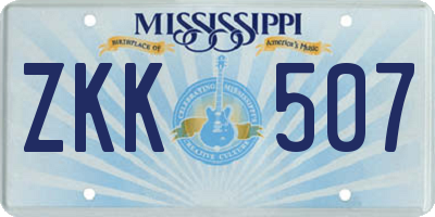 MS license plate ZKK507