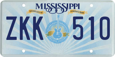 MS license plate ZKK510