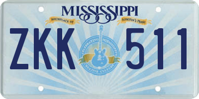 MS license plate ZKK511