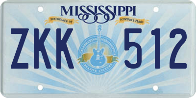 MS license plate ZKK512