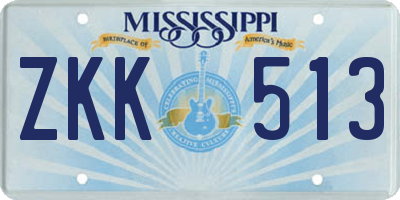 MS license plate ZKK513