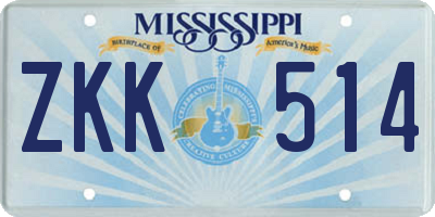 MS license plate ZKK514
