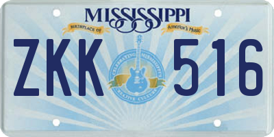MS license plate ZKK516