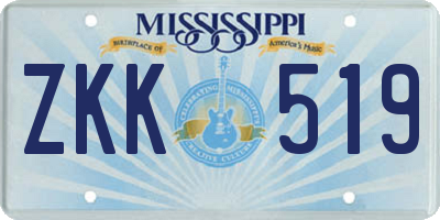 MS license plate ZKK519