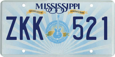 MS license plate ZKK521