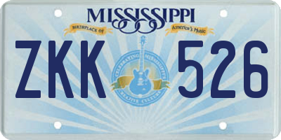 MS license plate ZKK526