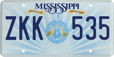 MS license plate ZKK535