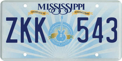 MS license plate ZKK543