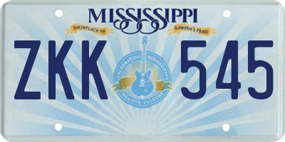 MS license plate ZKK545
