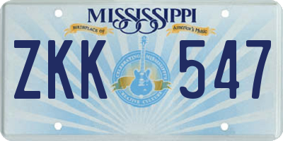 MS license plate ZKK547