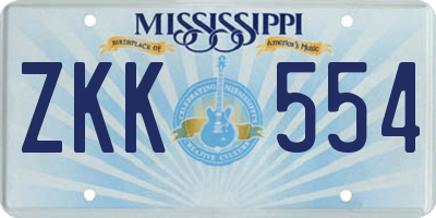 MS license plate ZKK554