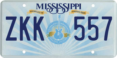 MS license plate ZKK557
