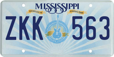 MS license plate ZKK563