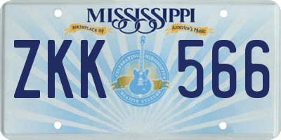 MS license plate ZKK566