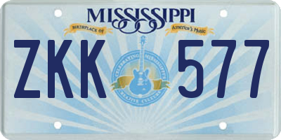 MS license plate ZKK577