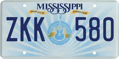 MS license plate ZKK580