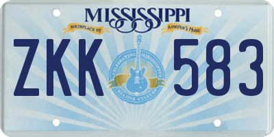MS license plate ZKK583