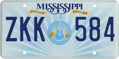 MS license plate ZKK584
