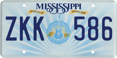 MS license plate ZKK586