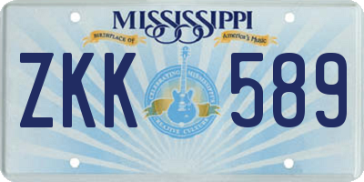 MS license plate ZKK589
