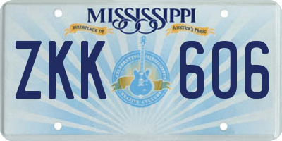 MS license plate ZKK606