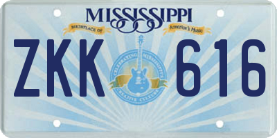 MS license plate ZKK616