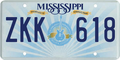 MS license plate ZKK618