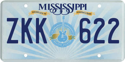 MS license plate ZKK622