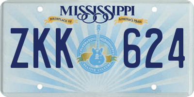 MS license plate ZKK624