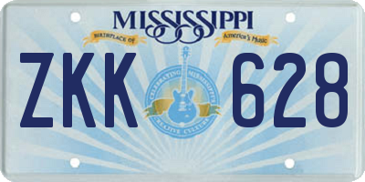 MS license plate ZKK628