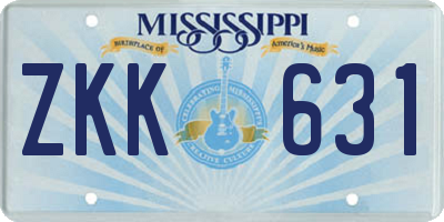 MS license plate ZKK631