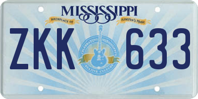 MS license plate ZKK633