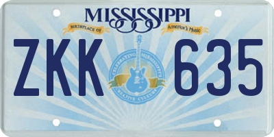 MS license plate ZKK635