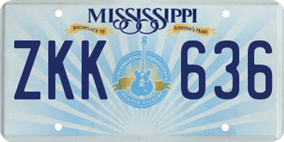 MS license plate ZKK636
