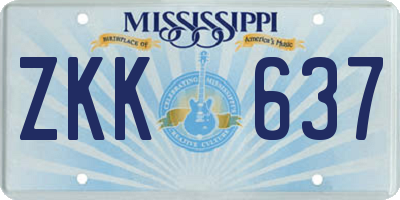 MS license plate ZKK637