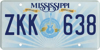 MS license plate ZKK638