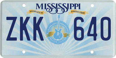 MS license plate ZKK640
