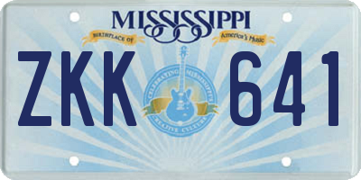 MS license plate ZKK641