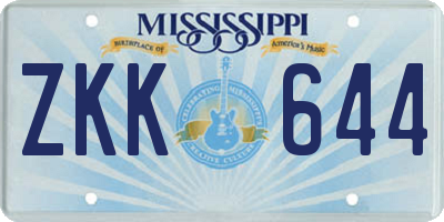 MS license plate ZKK644