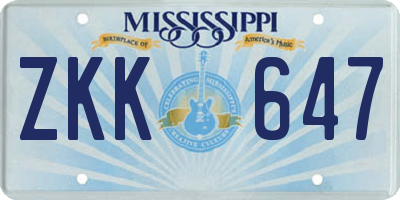 MS license plate ZKK647