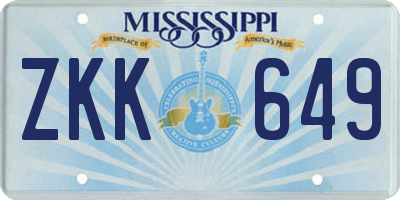 MS license plate ZKK649