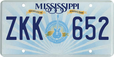 MS license plate ZKK652