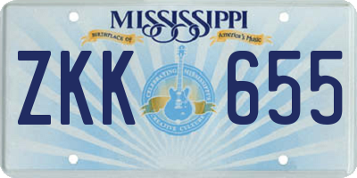 MS license plate ZKK655