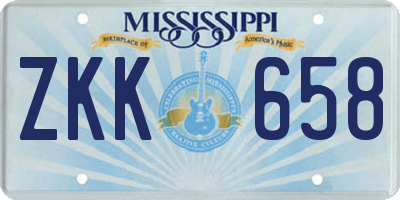 MS license plate ZKK658